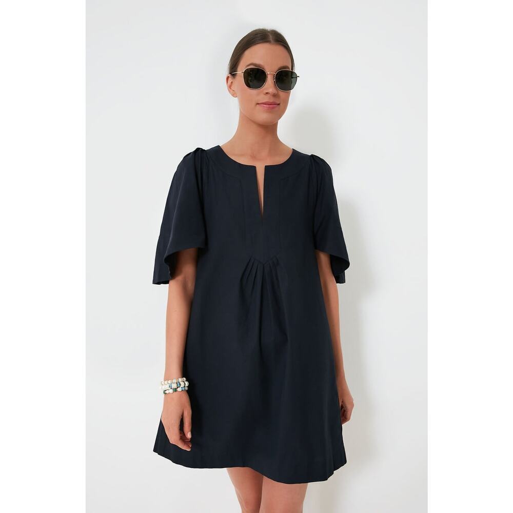 POMANDER PLACE Deep Navy Finley Flutter Sleeve Dress Size M NWT